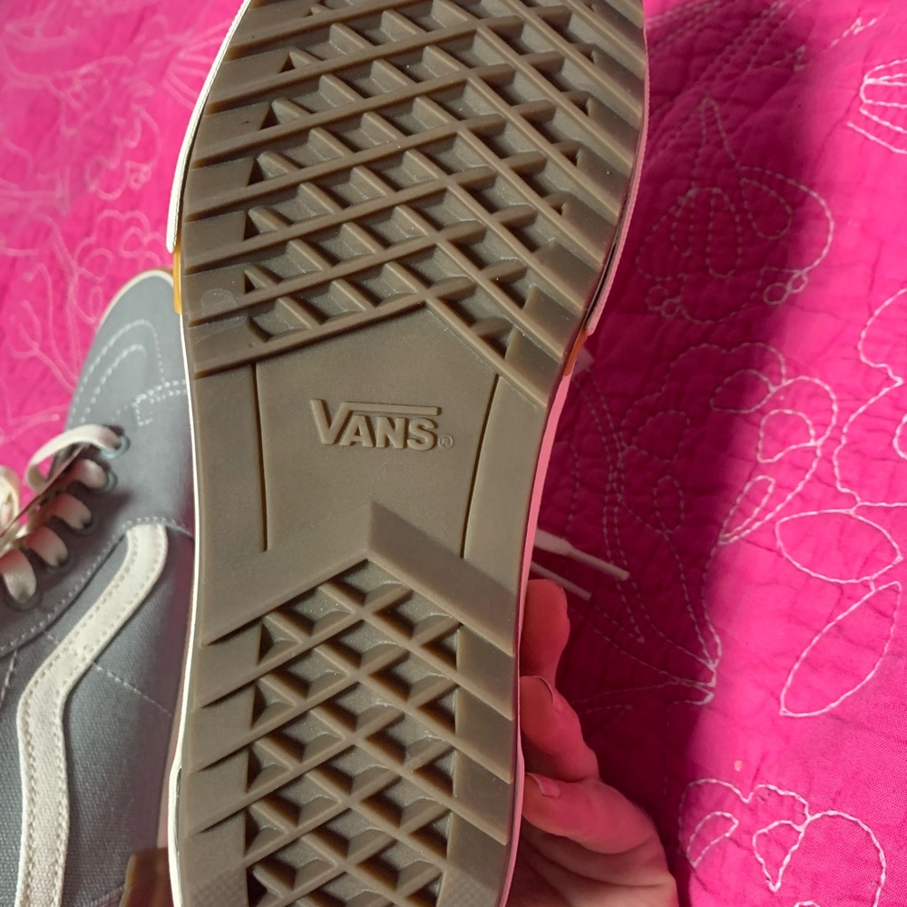 Vans Gray White Platform Sneakers with Brown Accent - Picture 3 of 3